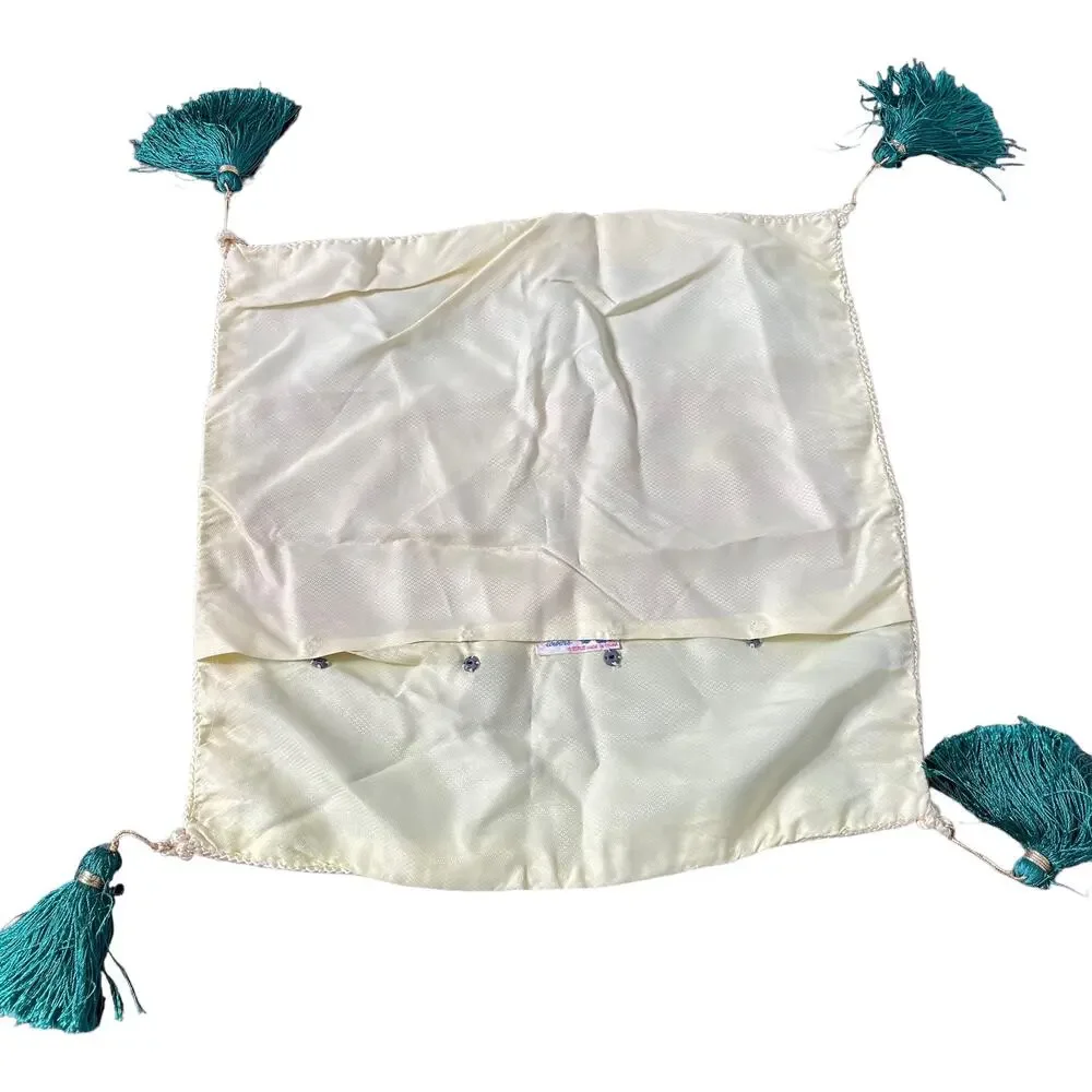 Vintage Brocaded Flowers Oriental Pillow Case with Tassels Asian Sham Cover READ